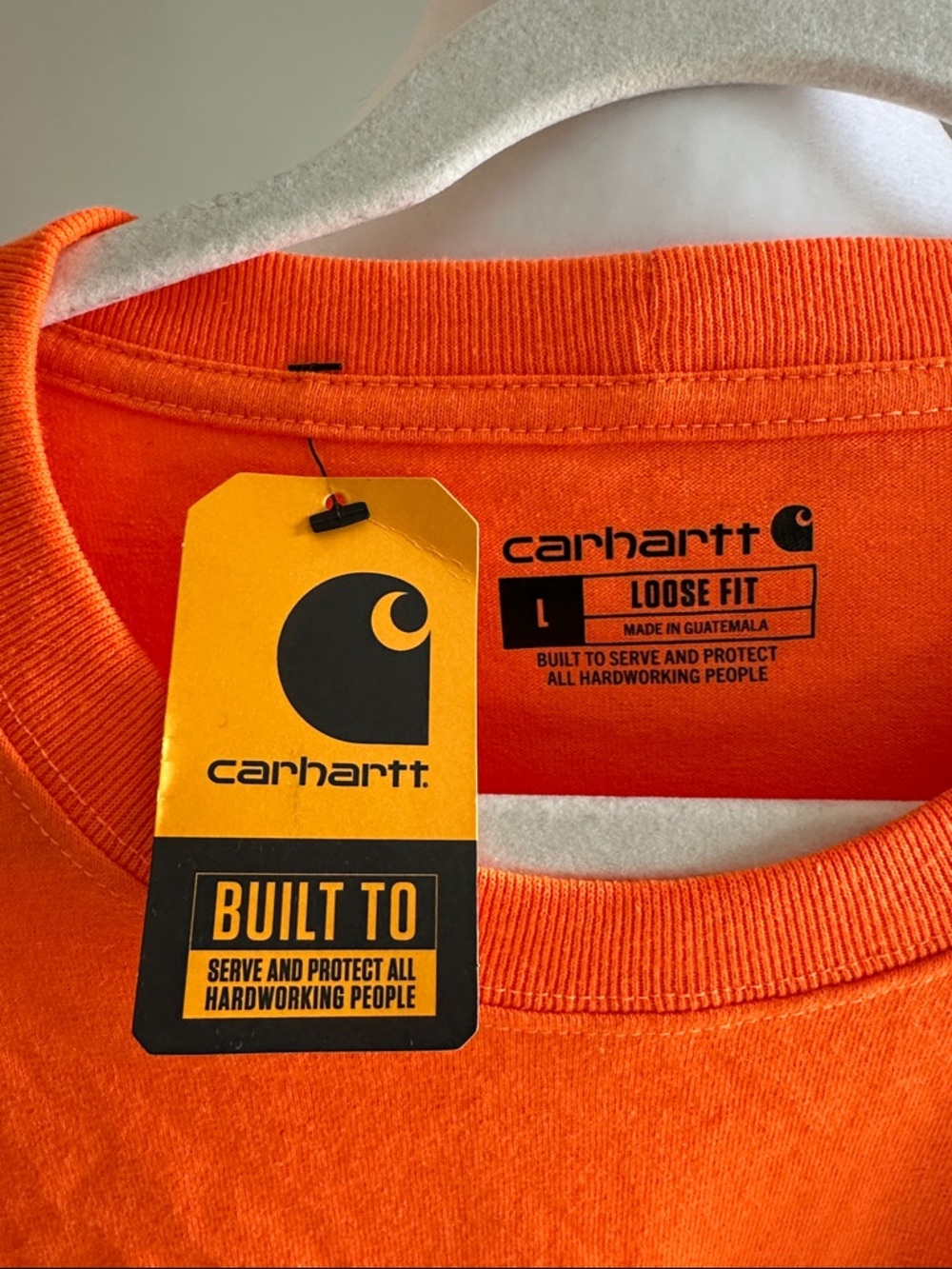Carhartt High-Vis Long Sleeve Pocket Tee in Bright Orange - Picture 2 of 4